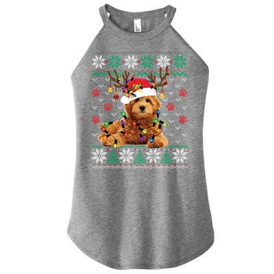 Goldendoodle Christmas Ugly Sweater Funny Dog Lover Xmas Great Gift Women's Perfect Tri Rocker Tank