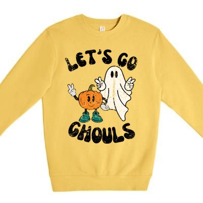 Groovy Cute Vintage Lets Go Ghouls Halloween Ghost Costume Gift Premium Crewneck Sweatshirt