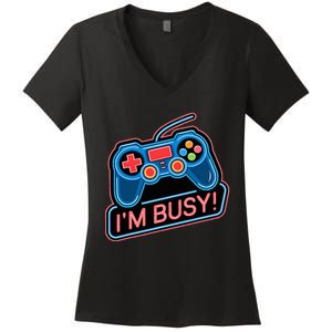 Game Controller Video Game IM Busy Gamer Women's V-Neck T-Shirt