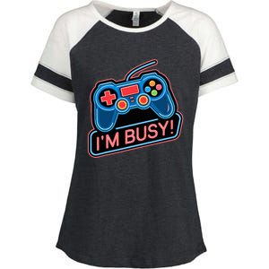 Game Controller Video Game IM Busy Gamer Enza Ladies Jersey Colorblock Tee