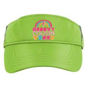 Groovy Cousin Vibes Retro Rainbow Cousin Crew Gift Adult Drive Performance Visor