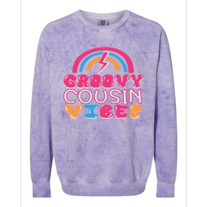 Groovy Cousin Vibes Retro Rainbow Cousin Crew Gift Colorblast Crewneck Sweatshirt