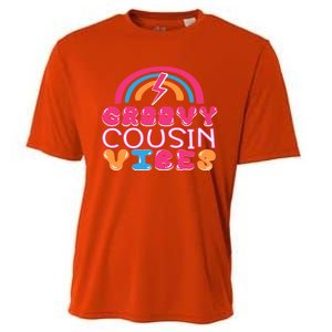 Groovy Cousin Vibes Retro Rainbow Cousin Crew Gift Cooling Performance Crew T-Shirt