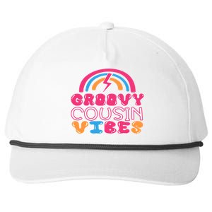 Groovy Cousin Vibes Retro Rainbow Cousin Crew Gift Snapback Five-Panel Rope Hat