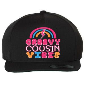 Groovy Cousin Vibes Retro Rainbow Cousin Crew Gift Wool Snapback Cap