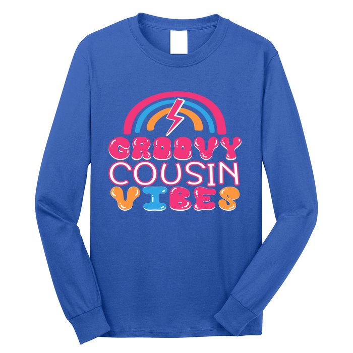 Groovy Cousin Vibes Retro Rainbow Cousin Crew Gift Long Sleeve Shirt