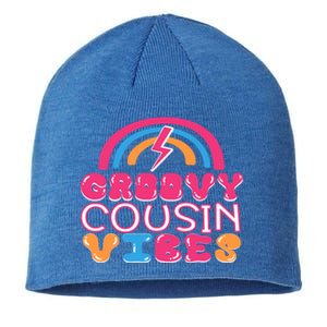 Groovy Cousin Vibes Retro Rainbow Cousin Crew Gift Sustainable Beanie