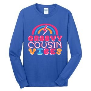 Groovy Cousin Vibes Retro Rainbow Cousin Crew Gift Tall Long Sleeve T-Shirt