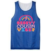 Groovy Cousin Vibes Retro Rainbow Cousin Crew Gift Mesh Reversible Basketball Jersey Tank