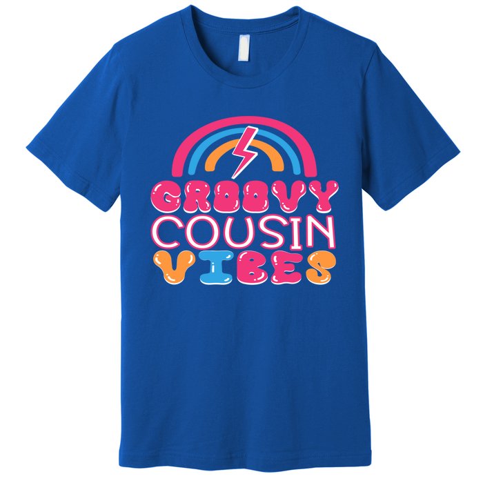 Groovy Cousin Vibes Retro Rainbow Cousin Crew Gift Premium T-Shirt