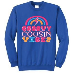 Groovy Cousin Vibes Retro Rainbow Cousin Crew Gift Tall Sweatshirt