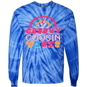 Groovy Cousin Vibes Retro Rainbow Cousin Crew Gift Tie-Dye Long Sleeve Shirt