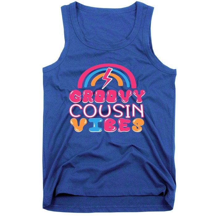 Groovy Cousin Vibes Retro Rainbow Cousin Crew Gift Tank Top