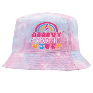 Groovy Cousin Vibes Retro Rainbow Cousin Crew Gift Tie-Dyed Bucket Hat