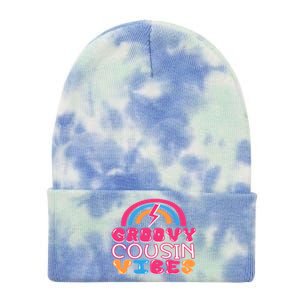 Groovy Cousin Vibes Retro Rainbow Cousin Crew Gift Tie Dye 12in Knit Beanie