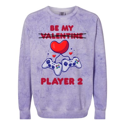 Gamer Couple Valentines Day Be My Player 2 Funny Video Game Great Gift Colorblast Crewneck Sweatshirt