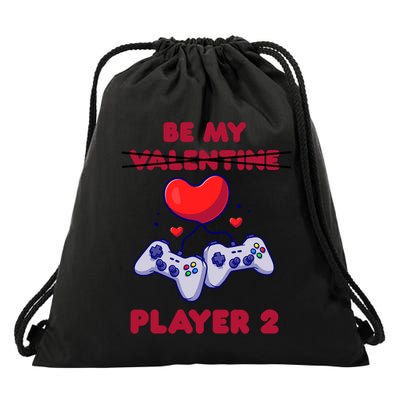 Gamer Couple Valentines Day Be My Player 2 Funny Video Game Great Gift Drawstring Bag