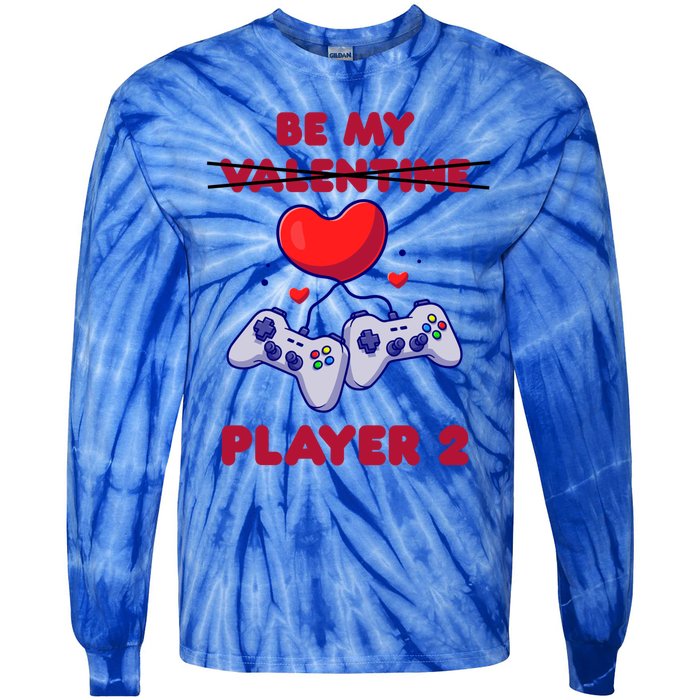 Gamer Couple Valentines Day Be My Player 2 Funny Video Game Great Gift Tie-Dye Long Sleeve Shirt