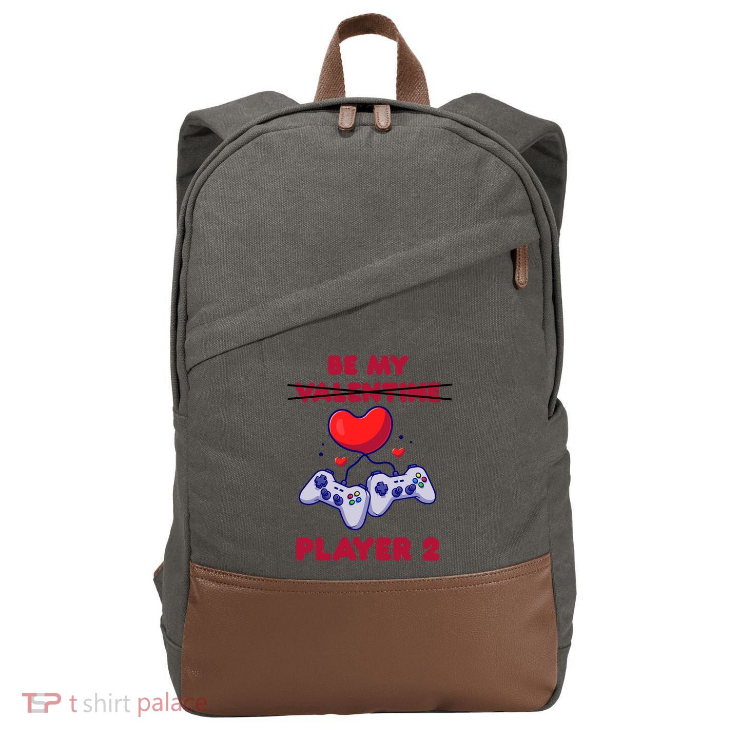 Gamer Couple Valentines Day Be My Player 2 Funny Video Game Great Gift Cotton Canvas Backpack