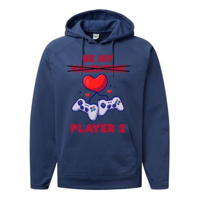 Gamer Couple Valentines Day Be My Player 2 Funny Video Game Great Gift Performance Fleece Hoodie