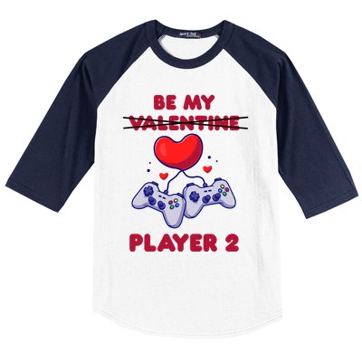 Gamer Couple Valentines Day Be My Player 2 Funny Video Game Great Gift Baseball Sleeve Shirt