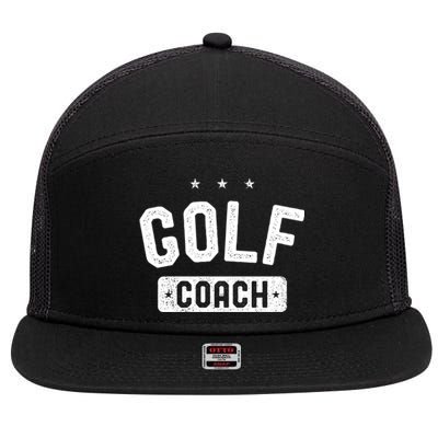 Golf Coach Vintage Golf Gift 7 Panel Mesh Trucker Snapback Hat