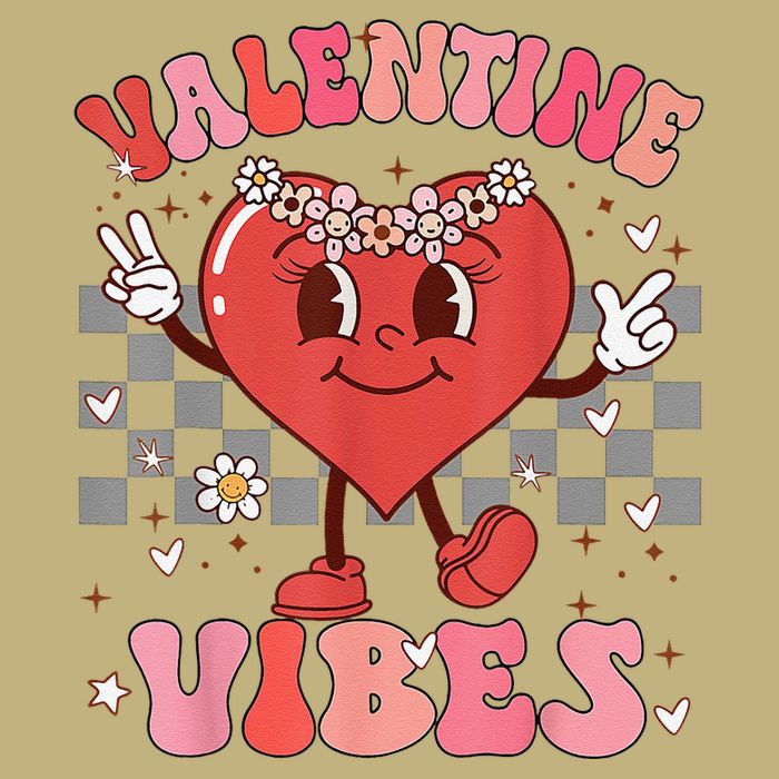 Groovy Checkered Valentine Vibes Valentines Day T-Shirt