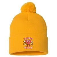 Groovy Checkered Valentine Vibes Valentines Day Pom Pom 12in Knit Beanie