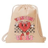Groovy Checkered Valentine Vibes Valentines Day Drawstring Bag