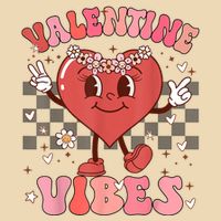 Groovy Checkered Valentine Vibes Valentines Day Drawstring Bag