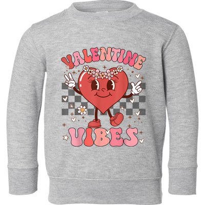 Groovy Checkered Valentine Vibes Valentines Day Toddler Sweatshirt
