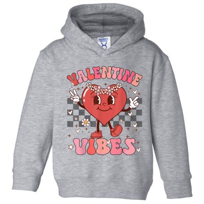 Groovy Checkered Valentine Vibes Valentines Day Toddler Hoodie