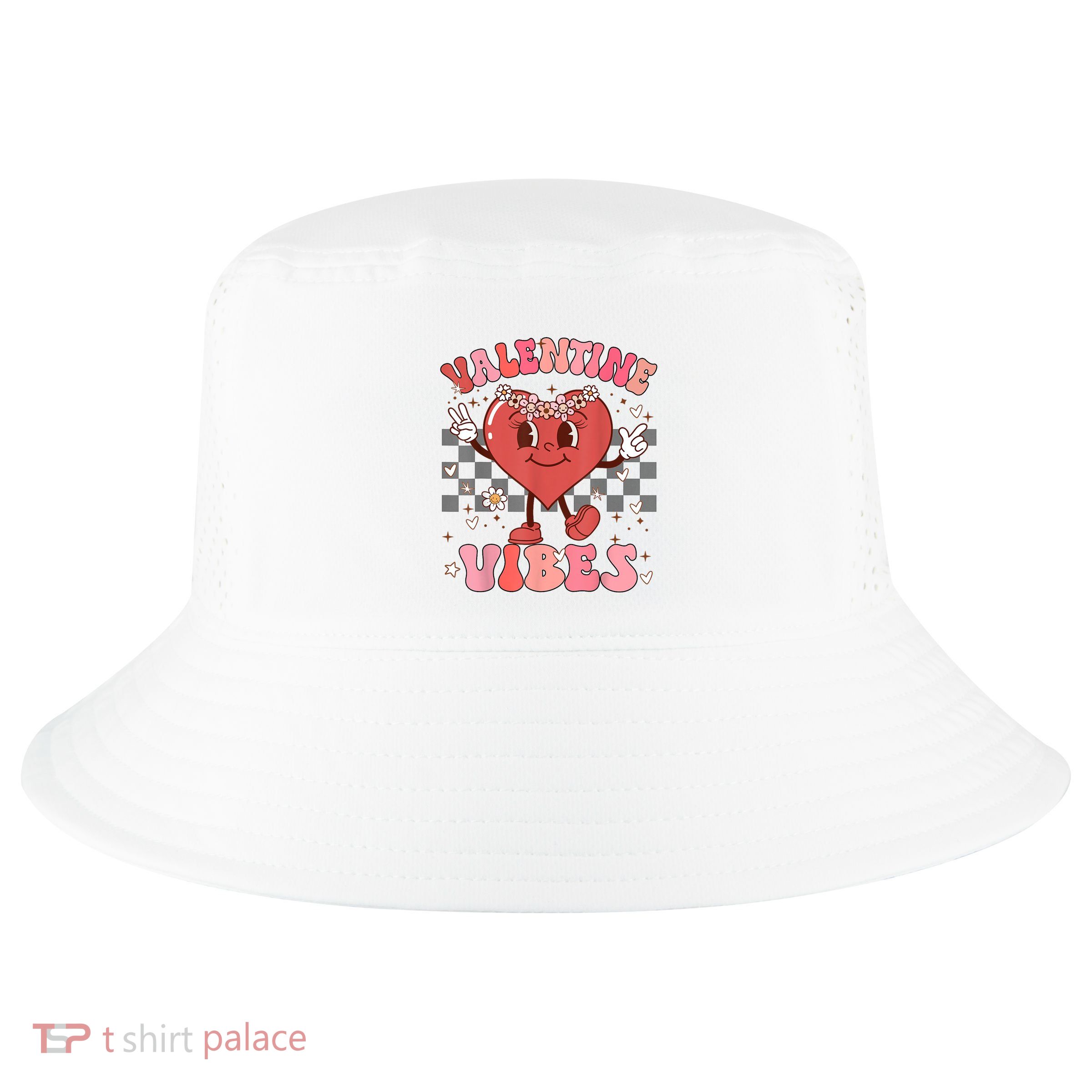 Groovy Checkered Valentine Vibes Valentines Day Cool Comfort Performance Bucket Hat