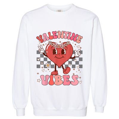 Groovy Checkered Valentine Vibes Valentines Day Garment-Dyed Sweatshirt