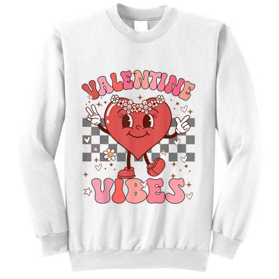 Groovy Checkered Valentine Vibes Valentines Day Sweatshirt