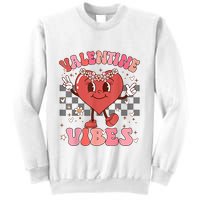 Groovy Checkered Valentine Vibes Valentines Day Sweatshirt