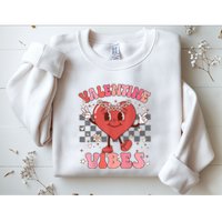 Groovy Checkered Valentine Vibes Valentines Day Sweatshirt