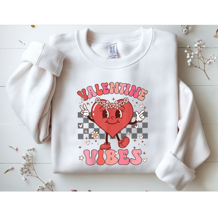 Groovy Checkered Valentine Vibes Valentines Day Sweatshirt