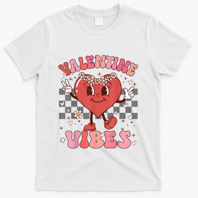 Groovy Checkered Valentine Vibes Valentines Day T-Shirt