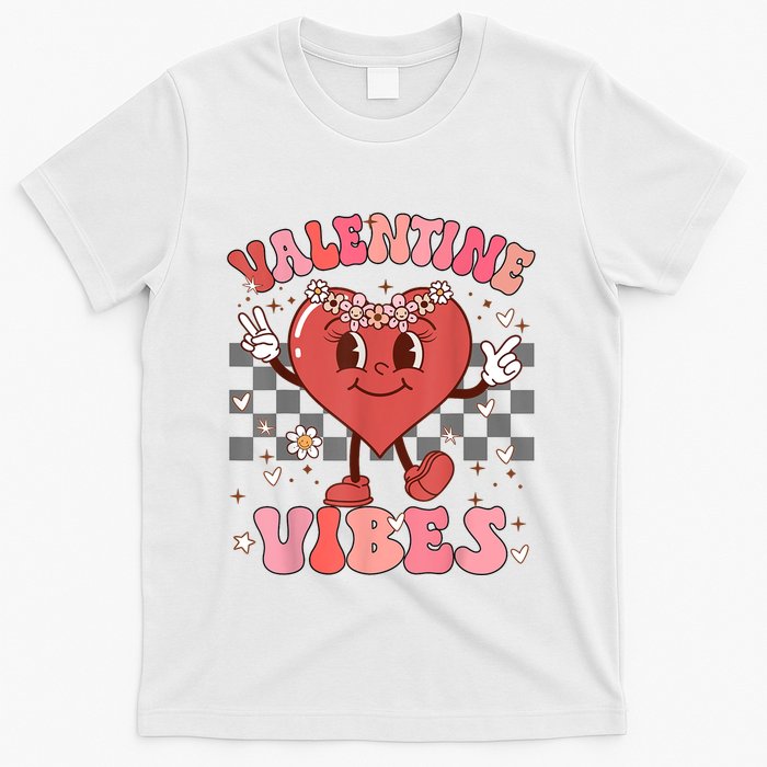 Groovy Checkered Valentine Vibes Valentines Day T-Shirt
