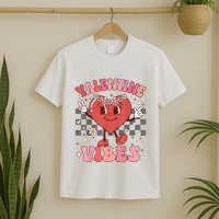 Groovy Checkered Valentine Vibes Valentines Day T-Shirt