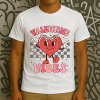 Groovy Checkered Valentine Vibes Valentines Day T-Shirt