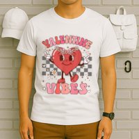 Groovy Checkered Valentine Vibes Valentines Day T-Shirt