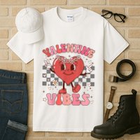 Groovy Checkered Valentine Vibes Valentines Day Tall T-Shirt