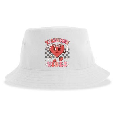Groovy Checkered Valentine Vibes Valentines Day Sustainable Bucket Hat