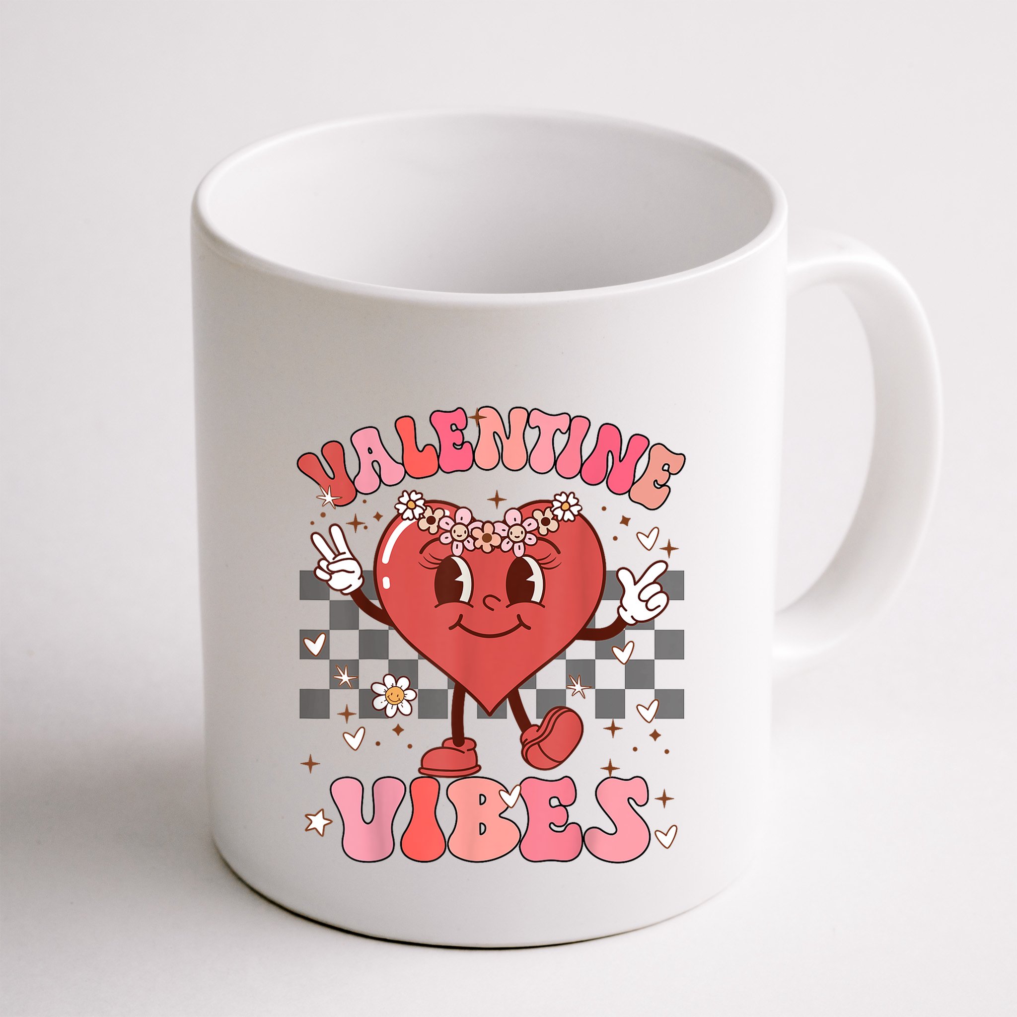 Groovy Checkered Valentine Vibes Valentines Day Mug