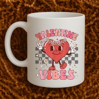 Groovy Checkered Valentine Vibes Valentines Day Mug