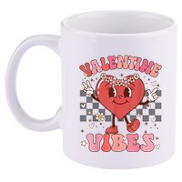 Groovy Checkered Valentine Vibes Valentines Day 11oz C Handle Ceramic Mug