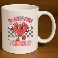 Groovy Checkered Valentine Vibes Valentines Day 11oz C Handle Ceramic Mug