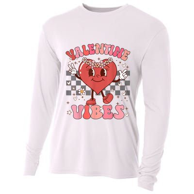 Groovy Checkered Valentine Vibes Valentines Day Cooling Performance Long Sleeve Crew